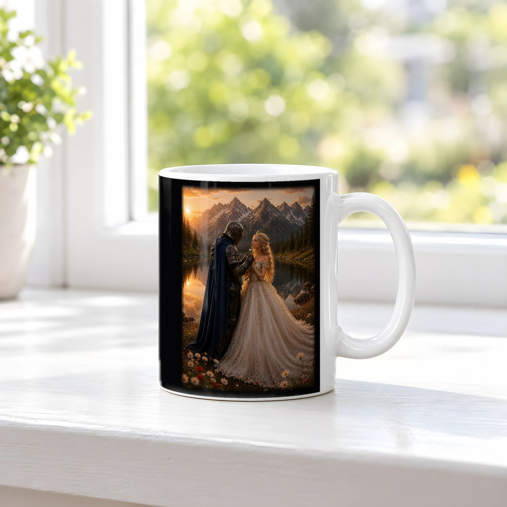 Der blaue Umhang – weiße Tasse, auf der Fensterbank