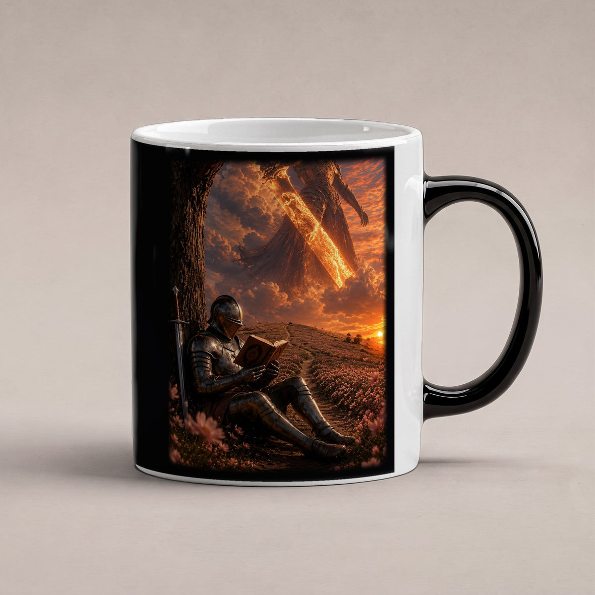 Die Feuerlegende – Black Edition Zaubertasse mit Motiv (heiß), freigestellt