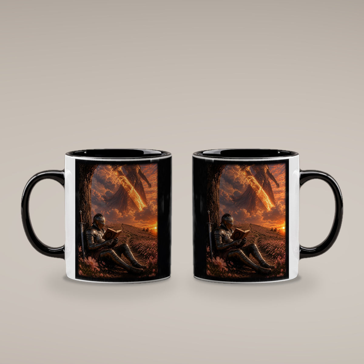 Die Feuerlegende – Tasse innen schwarz, beide Seiten bedruckt