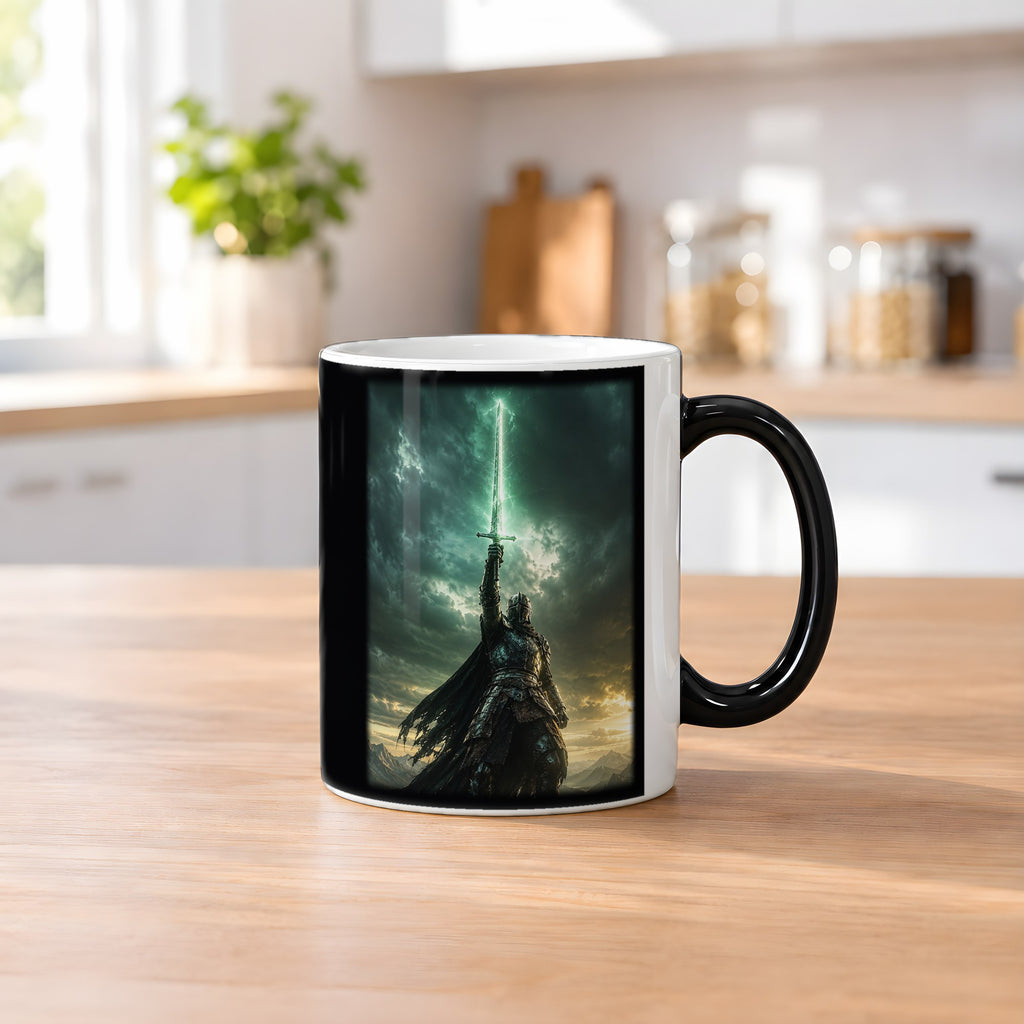 Die Geisterklinge – Black Edition Zaubertasse mit Motiv (heiß), auf dem Küchentresen