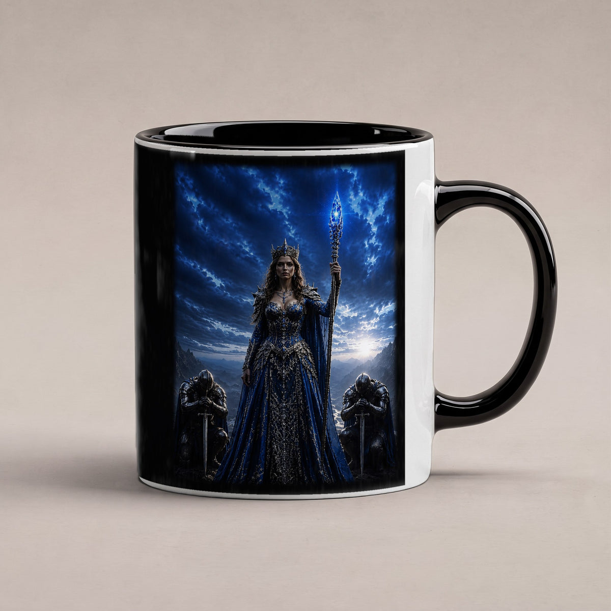 Die Saphirkönigin – Tasse innen schwarz, freigestellt