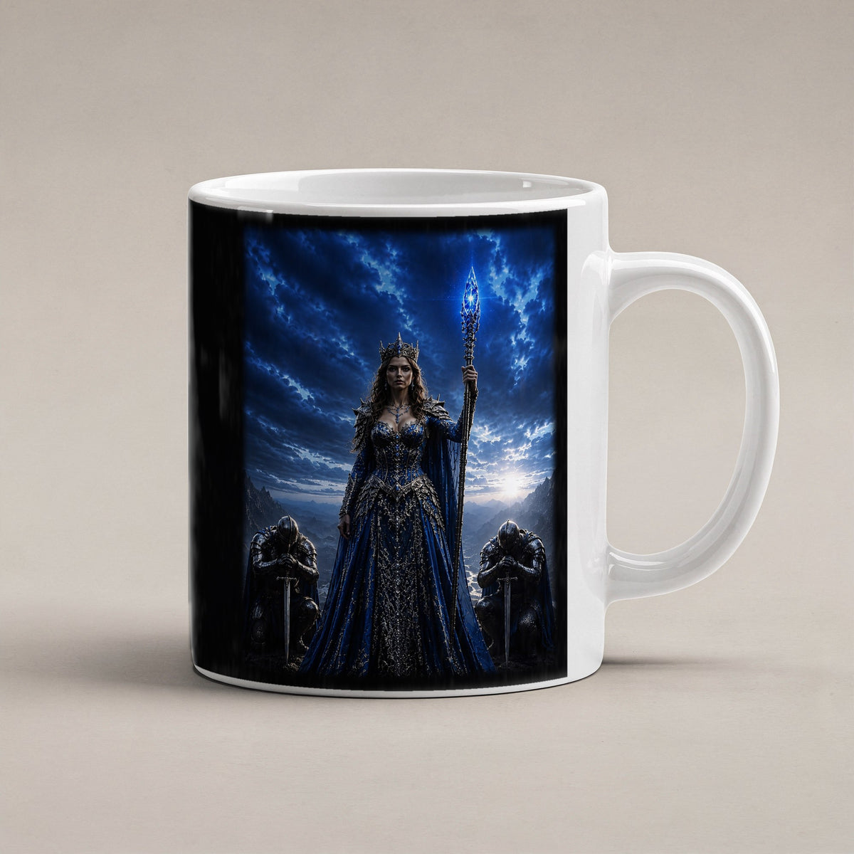 Die Saphirkönigin – weiße Tasse, freigestellt