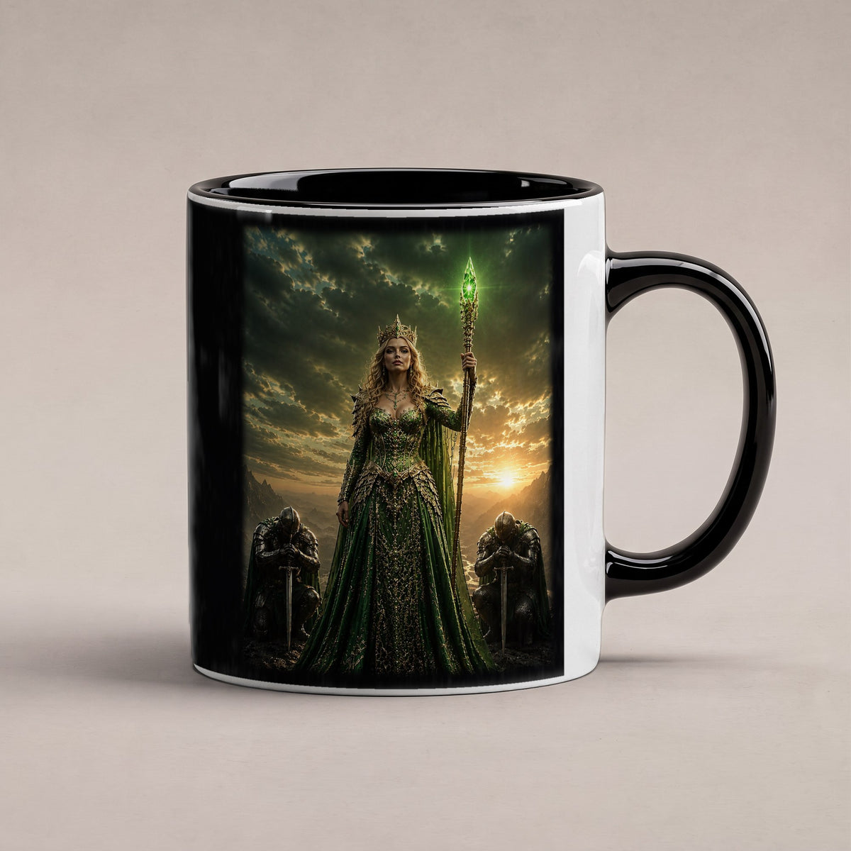 Die Smaragdkönigin – Tasse innen schwarz, freigestellt
