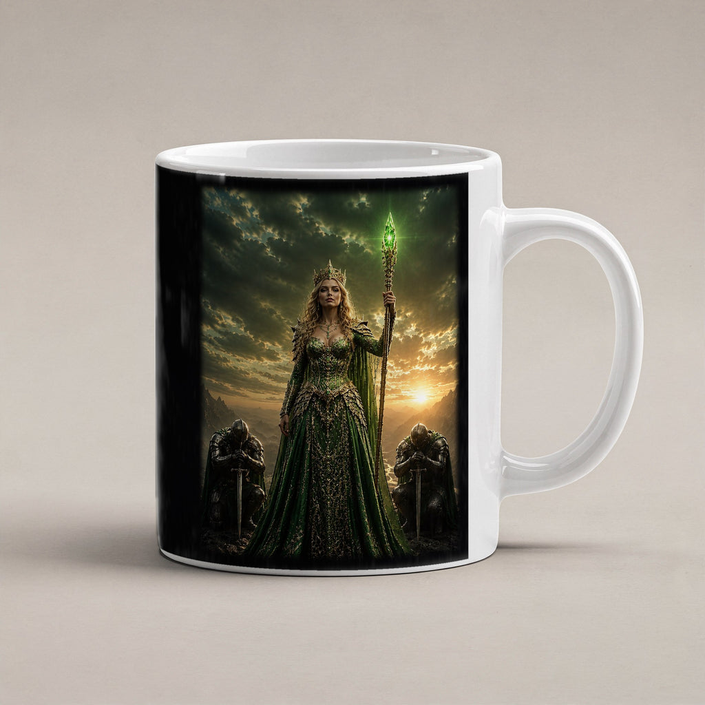 Die Smaragdkönigin – weiße Tasse, freigestellt