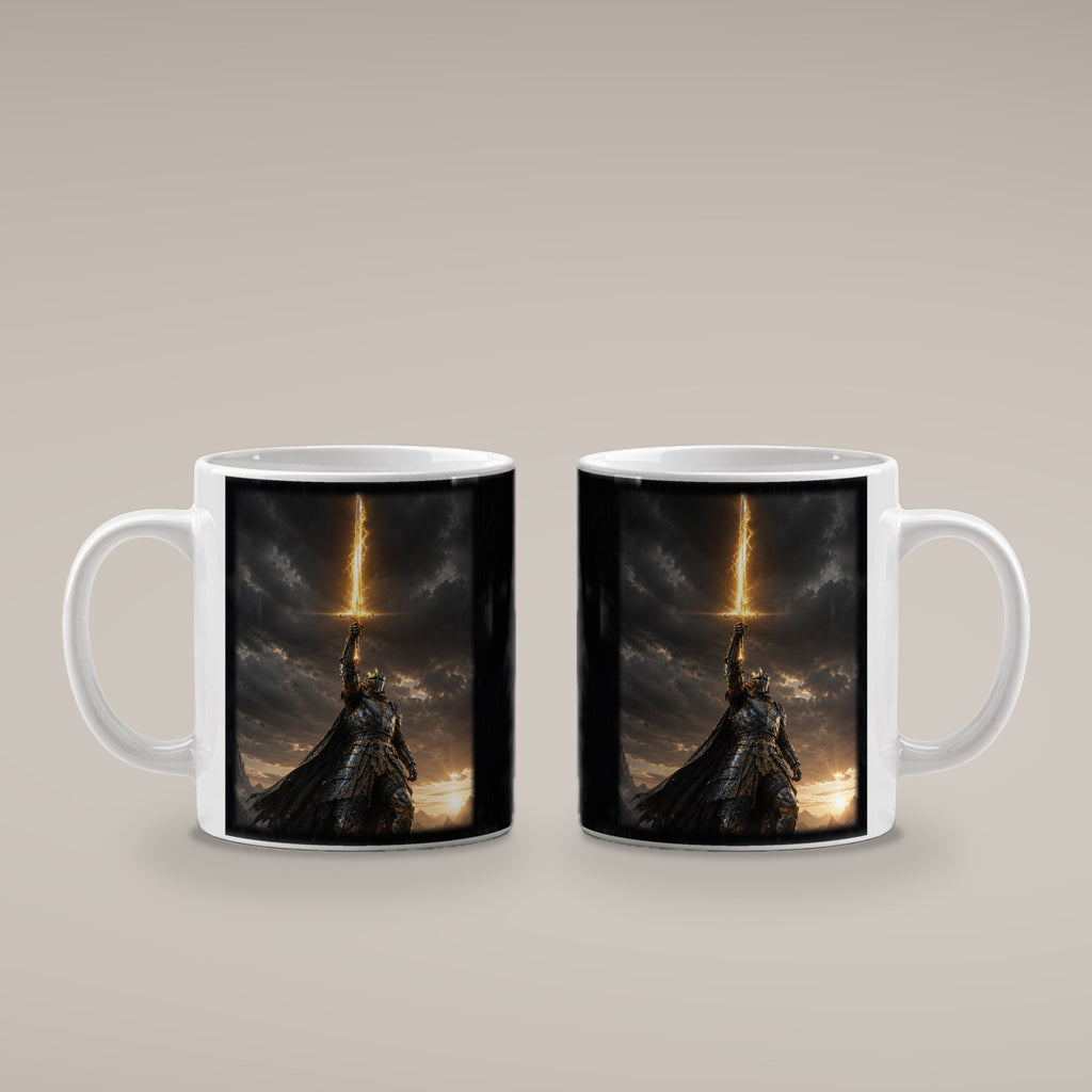Die Sonnenklinge – weiße Tasse, beide Seiten bedruckt