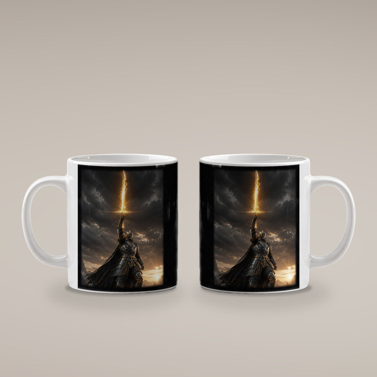 Die Sonnenklinge – weiße Tasse, beide Seiten bedruckt