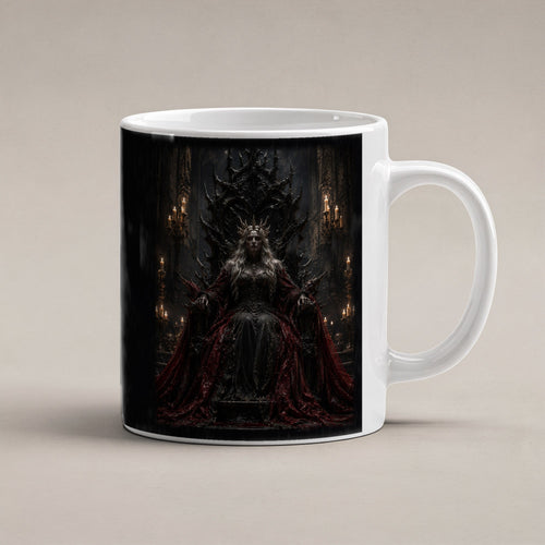 Die Dunkelkönigin – weiße Tasse, freigestellt
