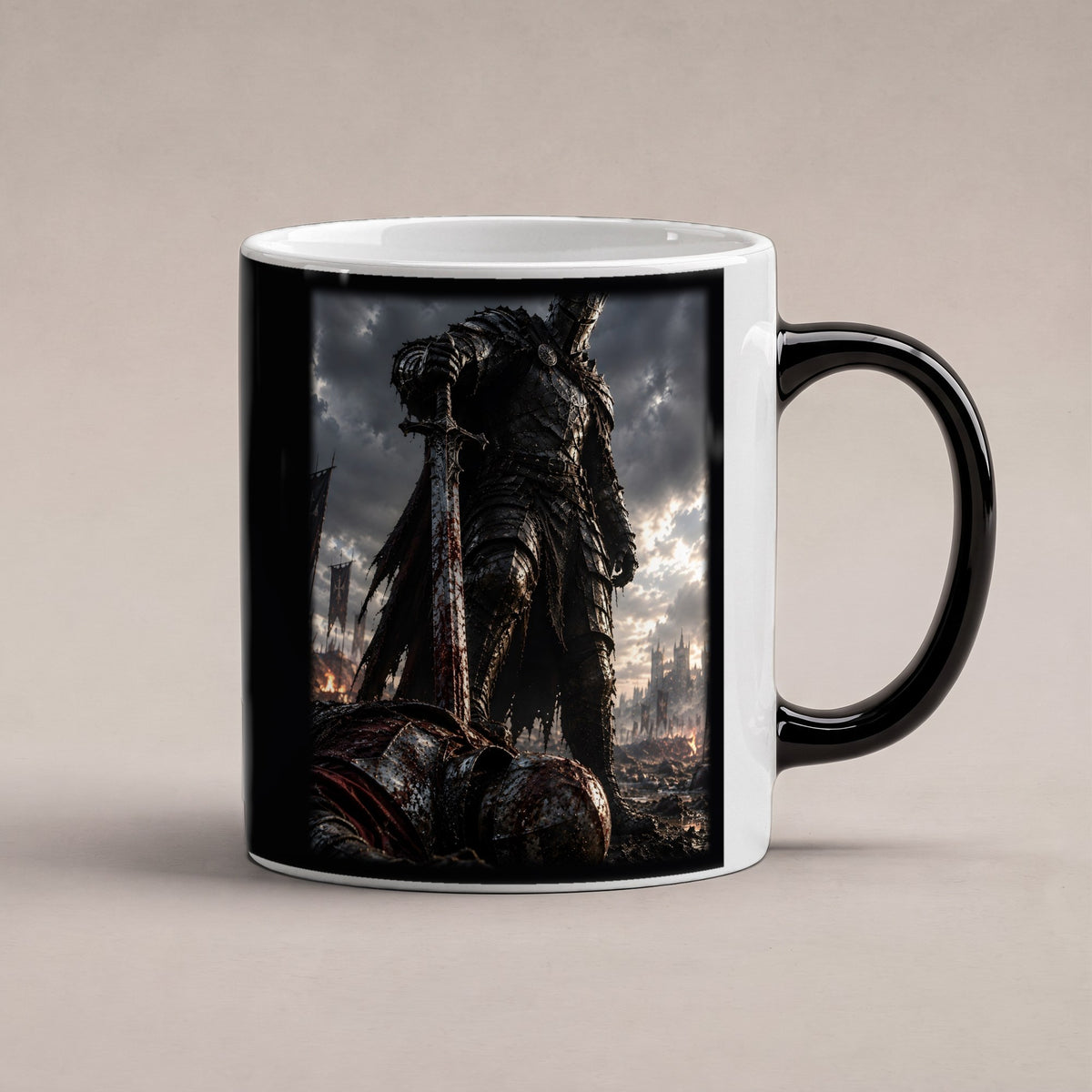 Der Sieger – Black Edition Zaubertasse mit Motiv (heiß), freigestellt