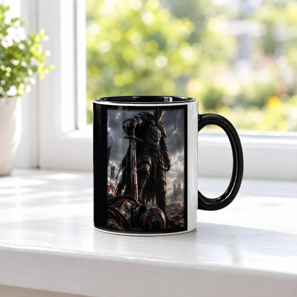 Der Sieger – Tasse innen schwarz, auf der Fensterbank