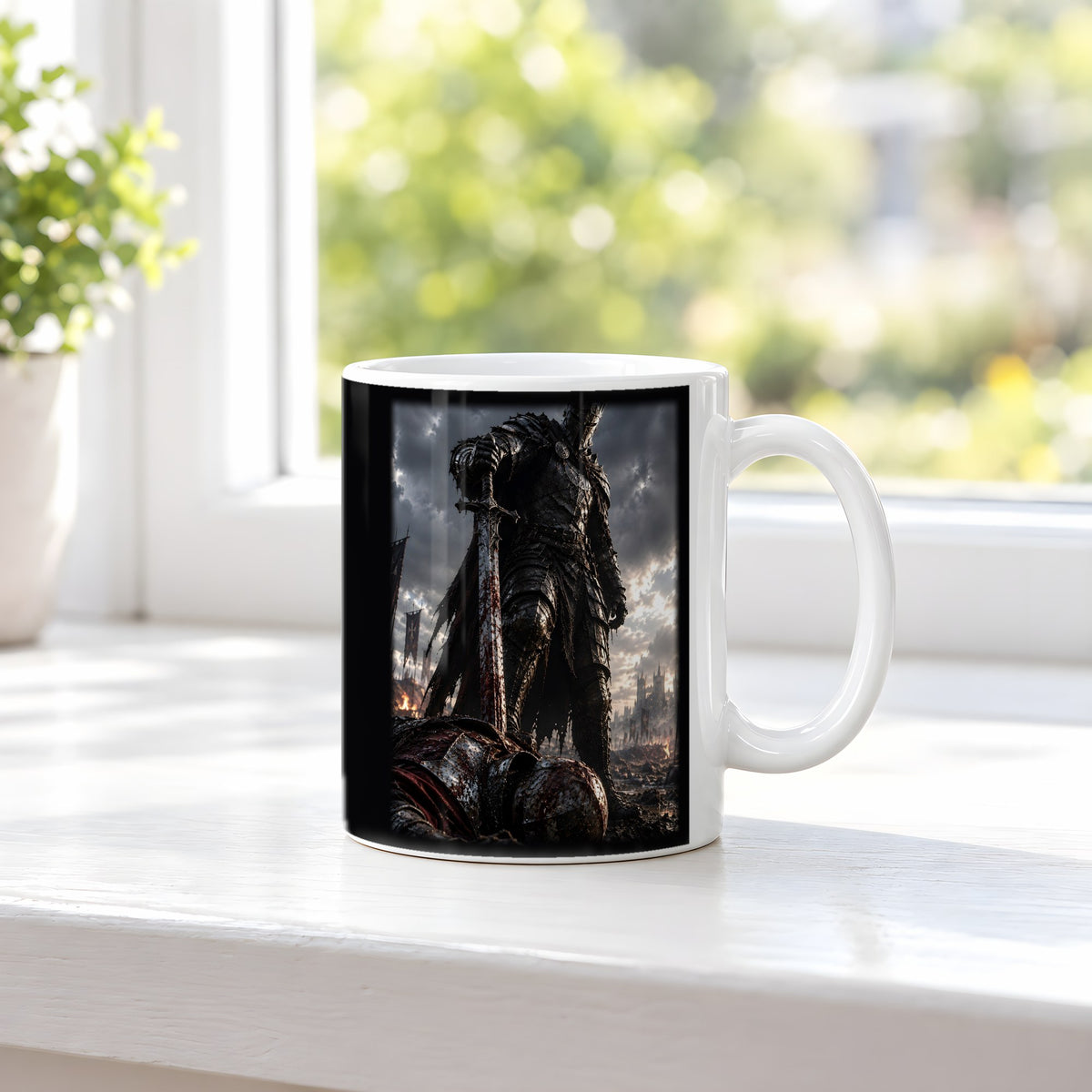 Der Sieger – weiße Tasse, auf der Fensterbank