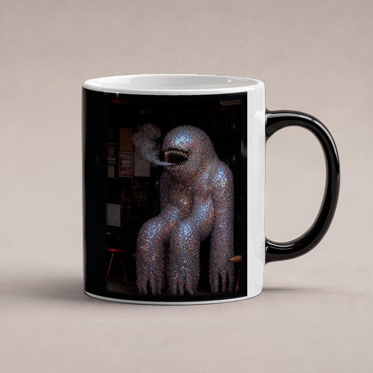 Der Diamant-Silberrücken – Black Edition Zaubertasse mit Motiv (heiß), freigestellt
