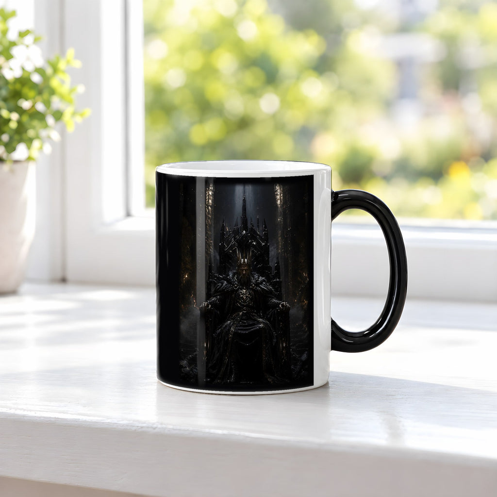 Der Dunkle Thron – Black Edition Zaubertasse mit Motiv (heiß), auf der Fensterbank