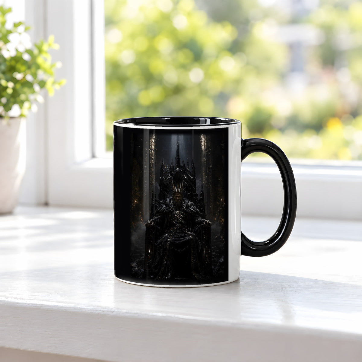 Der Dunkle Thron – Tasse innen schwarz, auf der Fensterbank