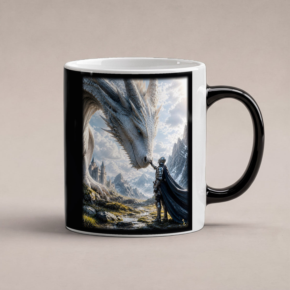 Das Vertrauen – Black Edition Zaubertasse mit Motiv (heiß), freigestellt