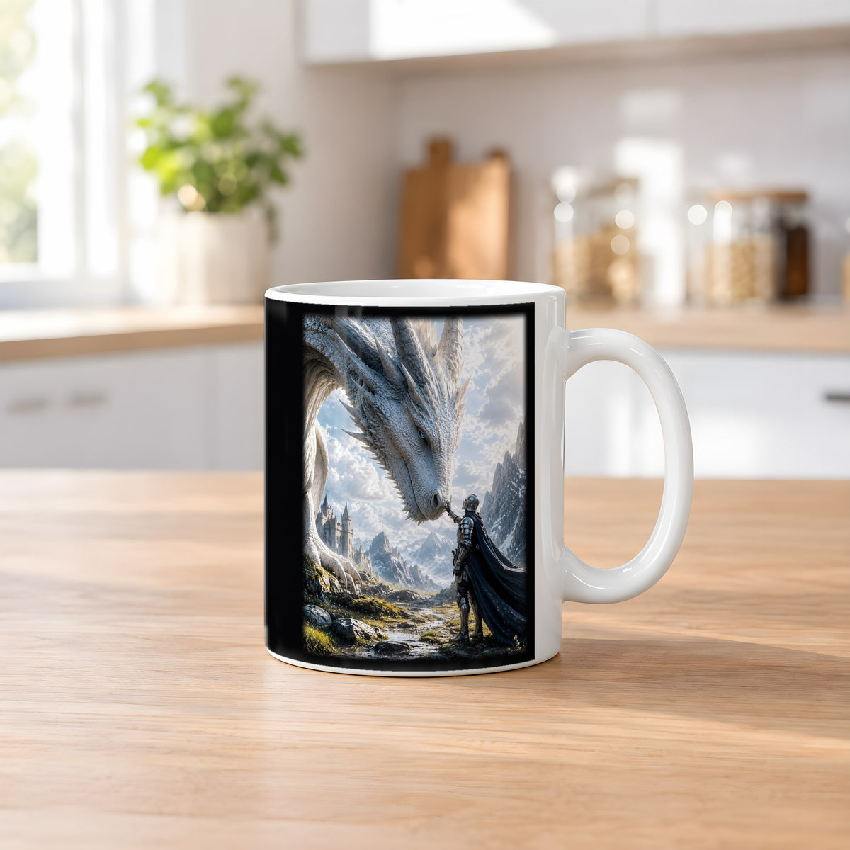 Das Vertrauen – weiße Tasse, auf dem Küchentresen