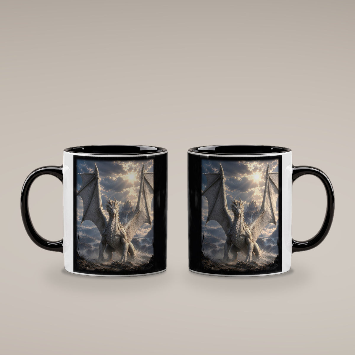 Der Elfenbeindrache – Tasse innen schwarz, beide Seiten bedruckt