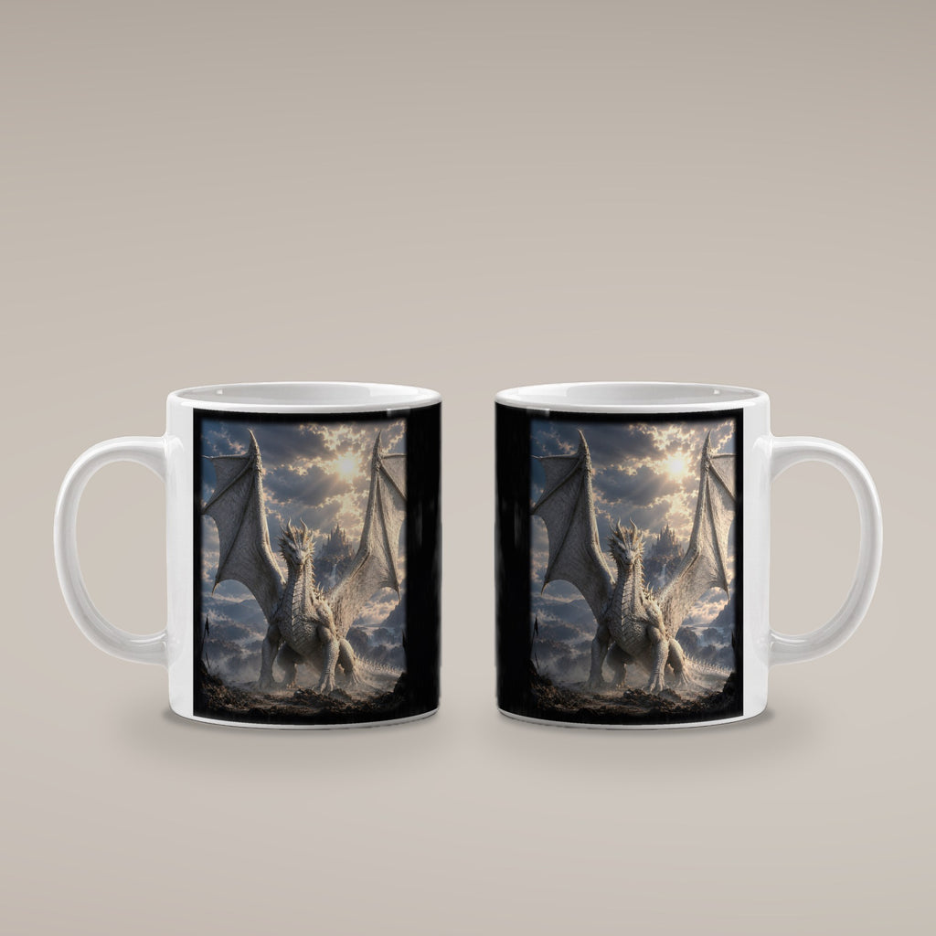 Der Elfenbeindrache – weiße Tasse, beide Seiten bedruckt
