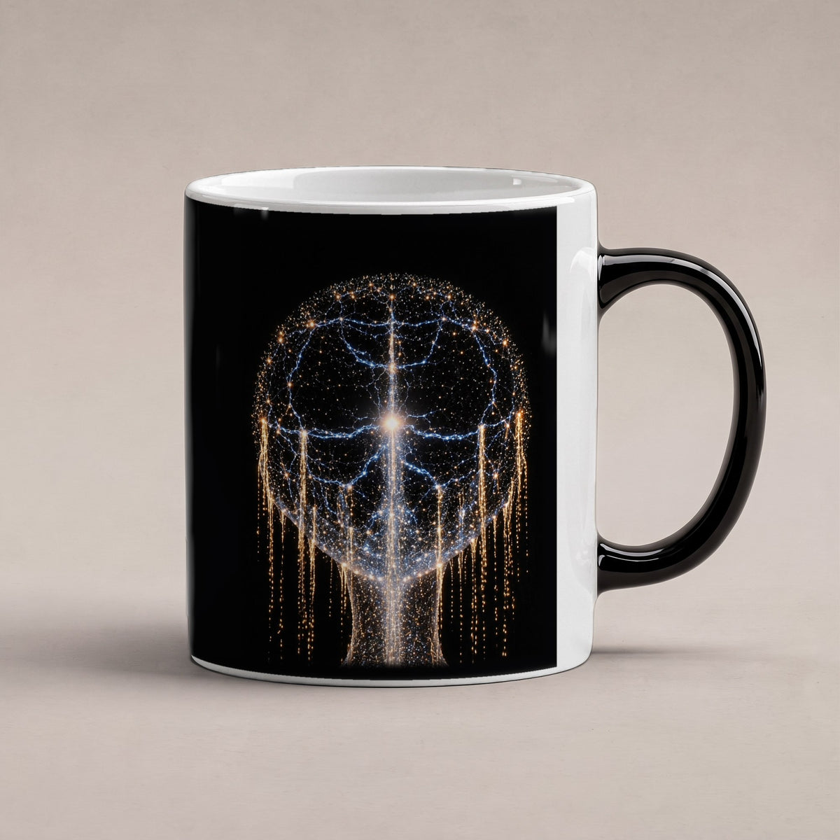 Erwachen des Geistes – Black Edition Zaubertasse mit Motiv (heiß), freigestellt