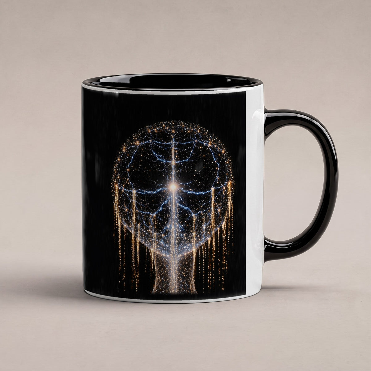 Erwachen des Geistes – Tasse innen schwarz, freigestellt