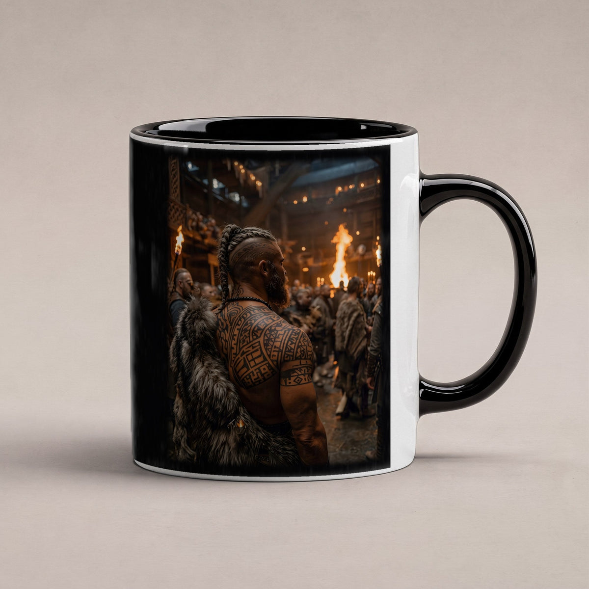 Einzug in die Halle – Tasse innen schwarz, freigestellt