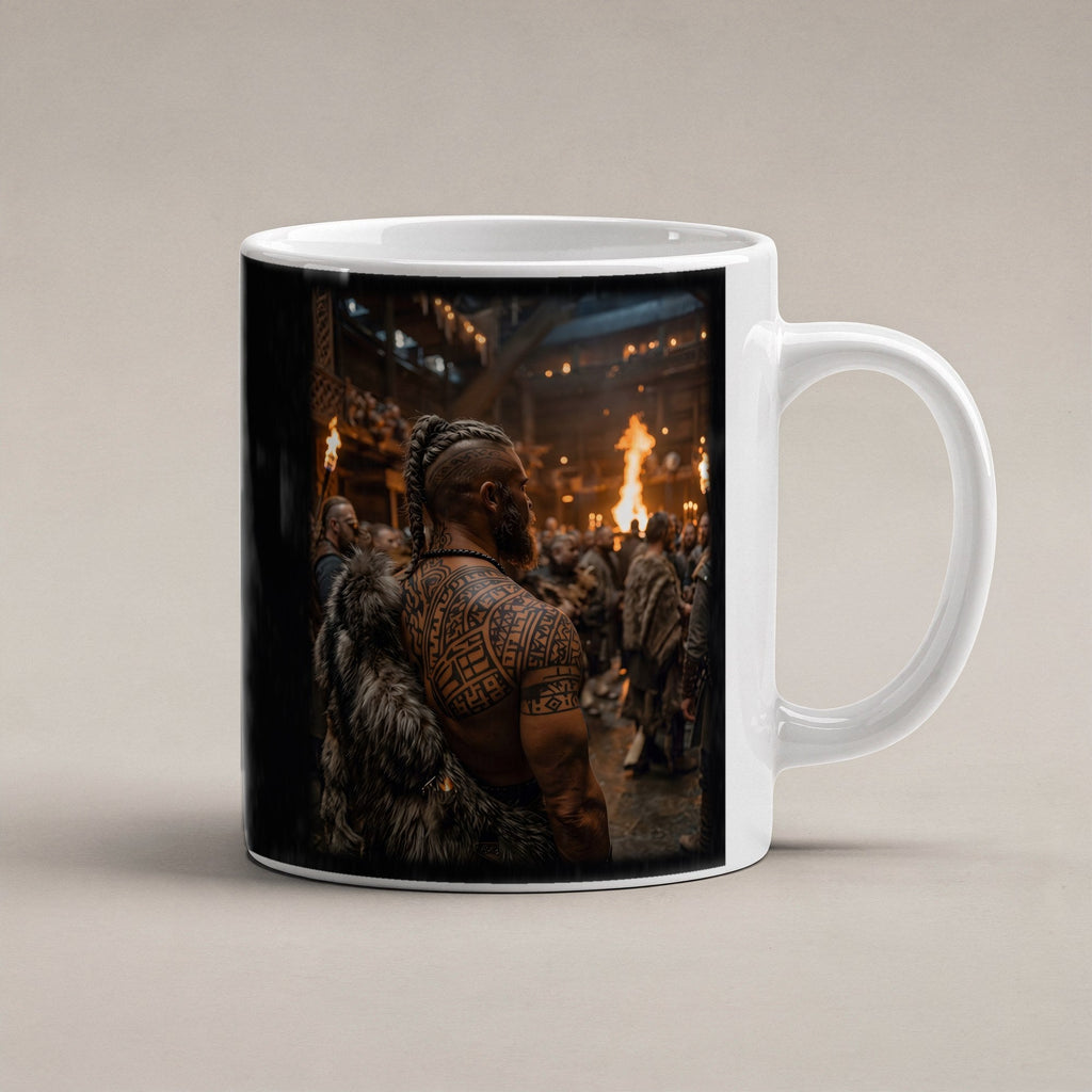 Einzug in die Halle – weiße Tasse, freigestellt