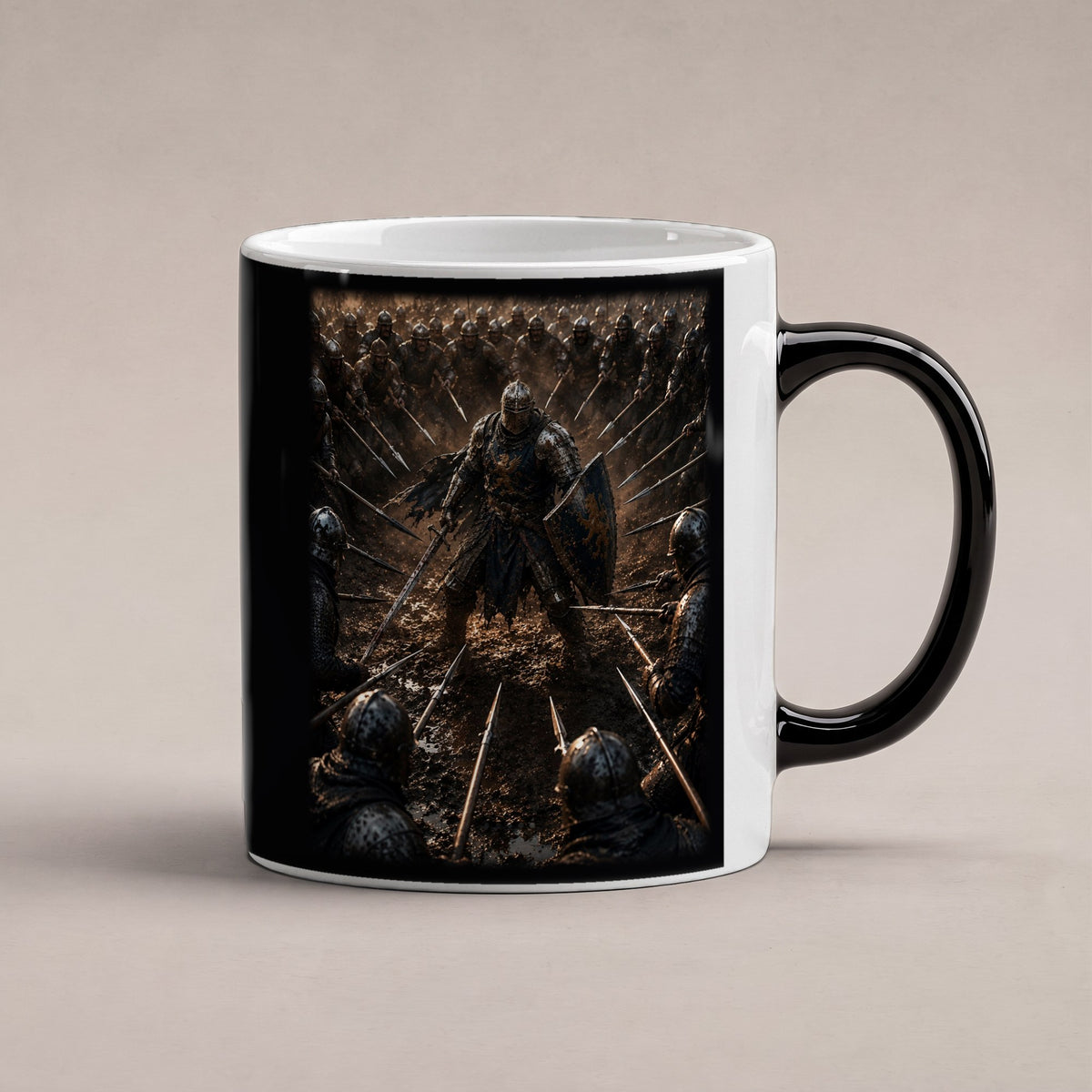 Einer gegen alle – Black Edition Zaubertasse mit Motiv (heiß), freigestellt