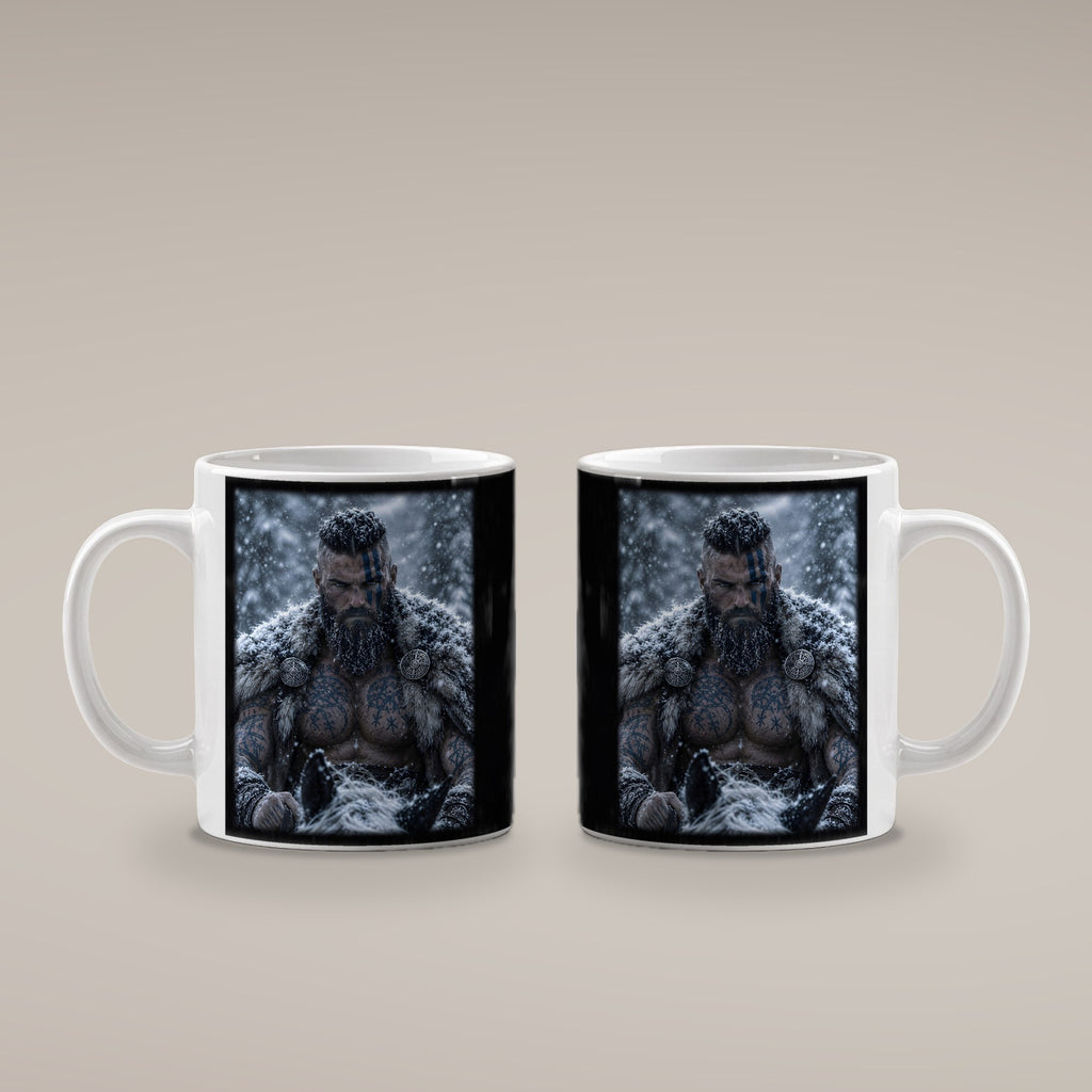 Der Eiskrieger – weiße Tasse, beide Seiten bedruckt