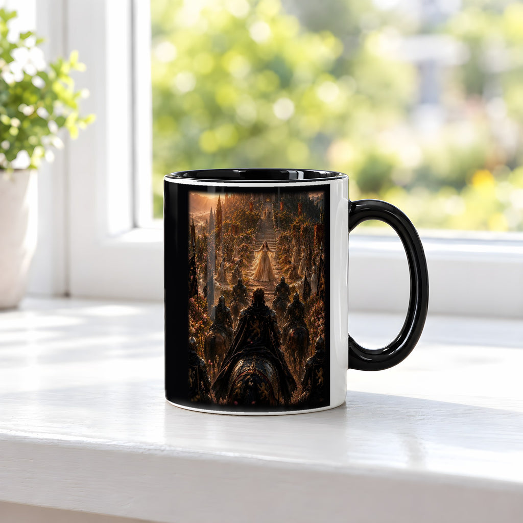 Der Empfang – Tasse innen schwarz, auf der Fensterbank