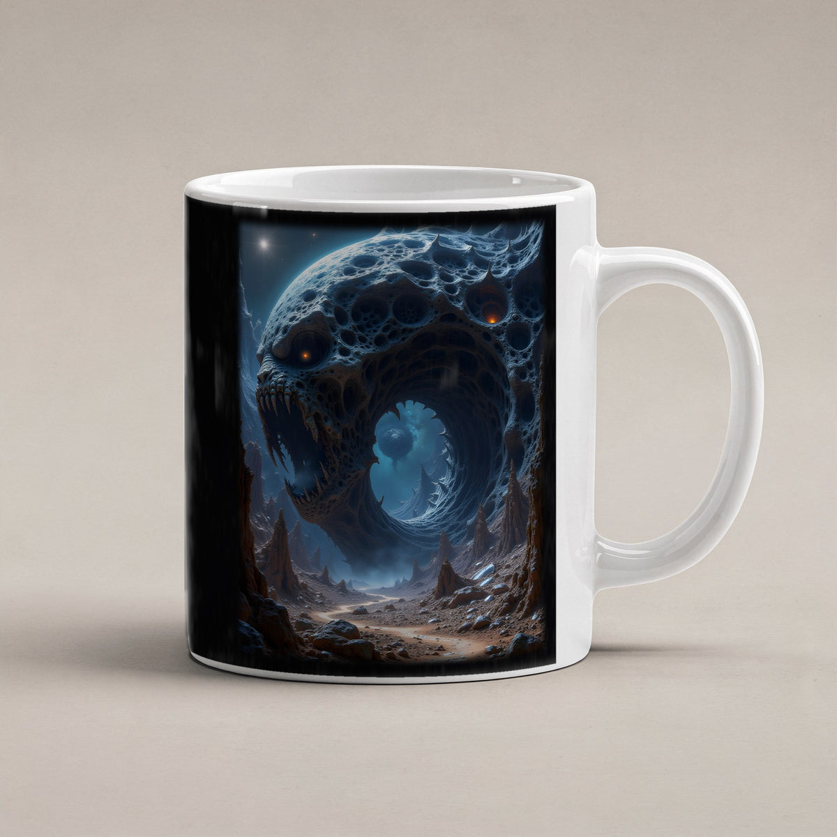 Der Ewige Schlund – weiße Tasse, freigestellt