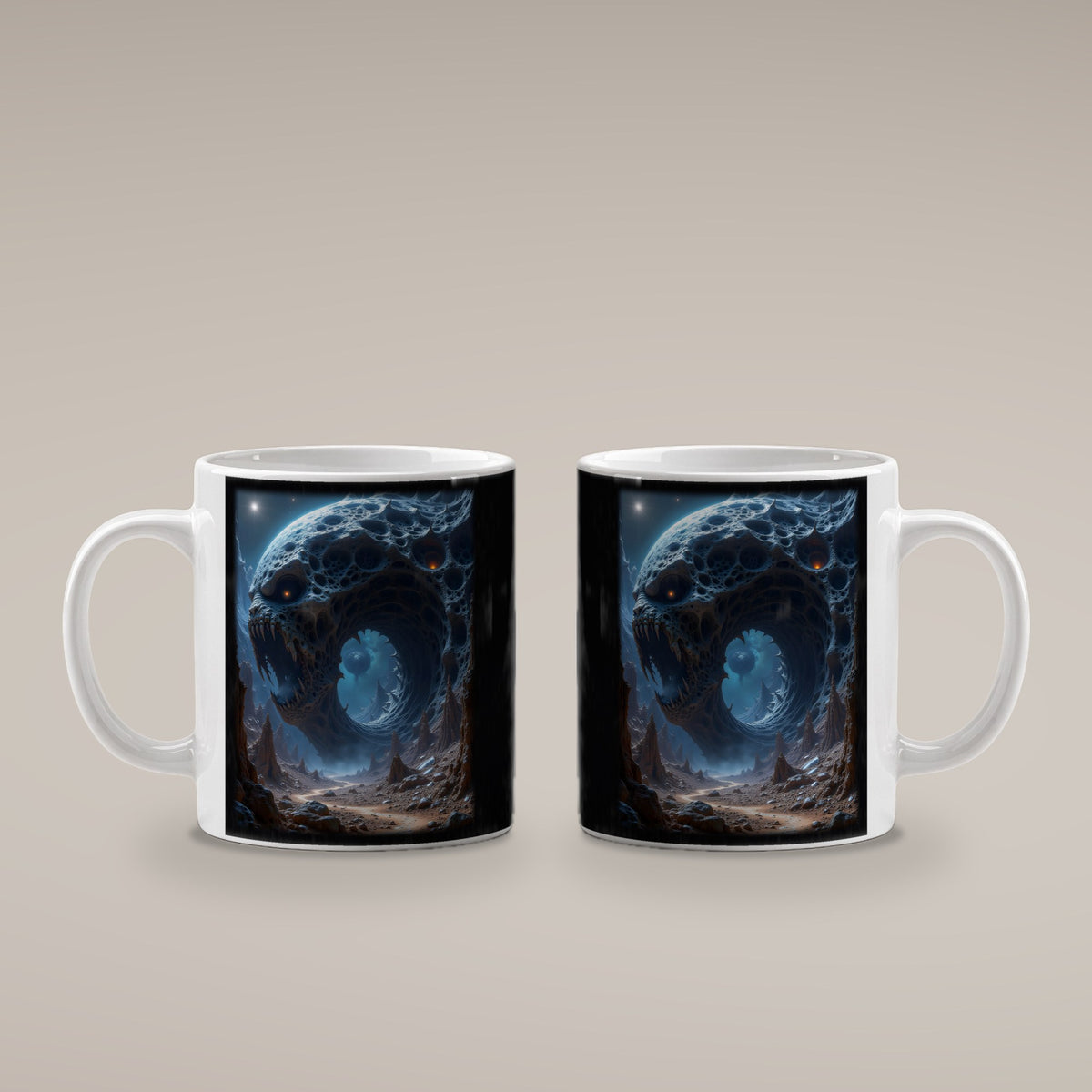 Der Ewige Schlund – weiße Tasse, beide Seiten bedruckt