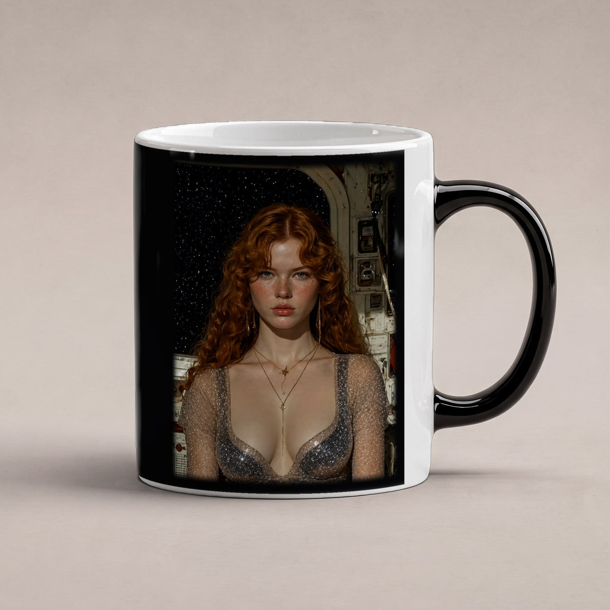 Sternenbrand – Black Edition Zaubertasse mit Motiv (heiß), freigestellt