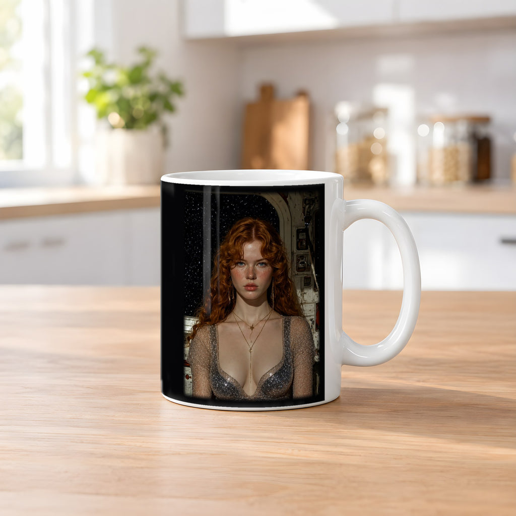 Sternenbrand – weiße Tasse, auf dem Küchentresen