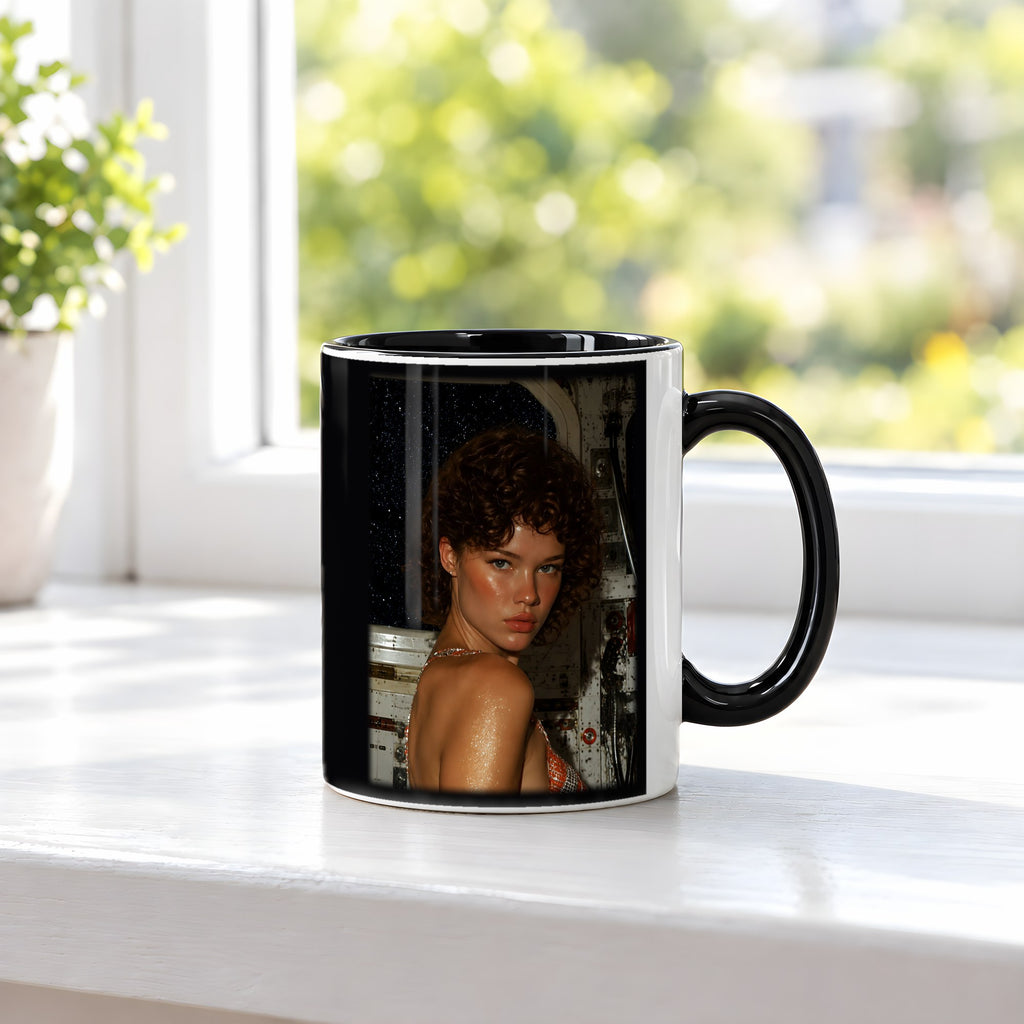 Goldrausch – Tasse innen schwarz, auf der Fensterbank