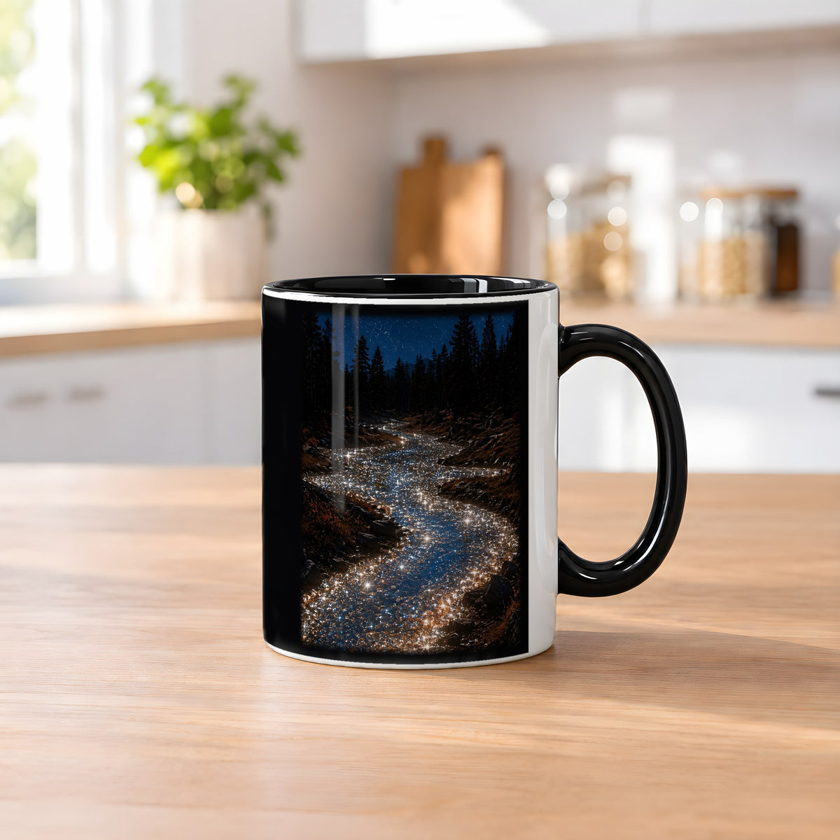Sternenader – Tasse innen schwarz, auf dem Küchentresen