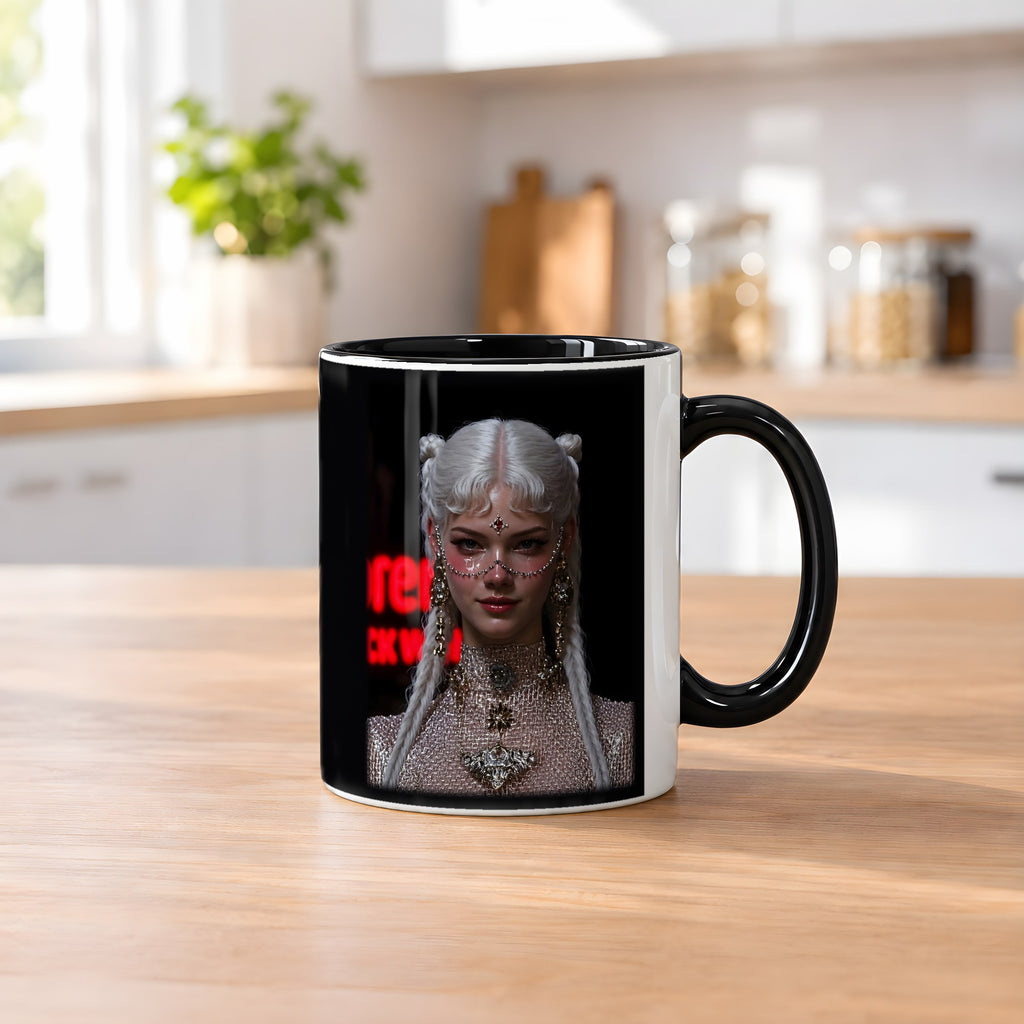 Blutrubin – Tasse innen schwarz, auf dem Küchentresen