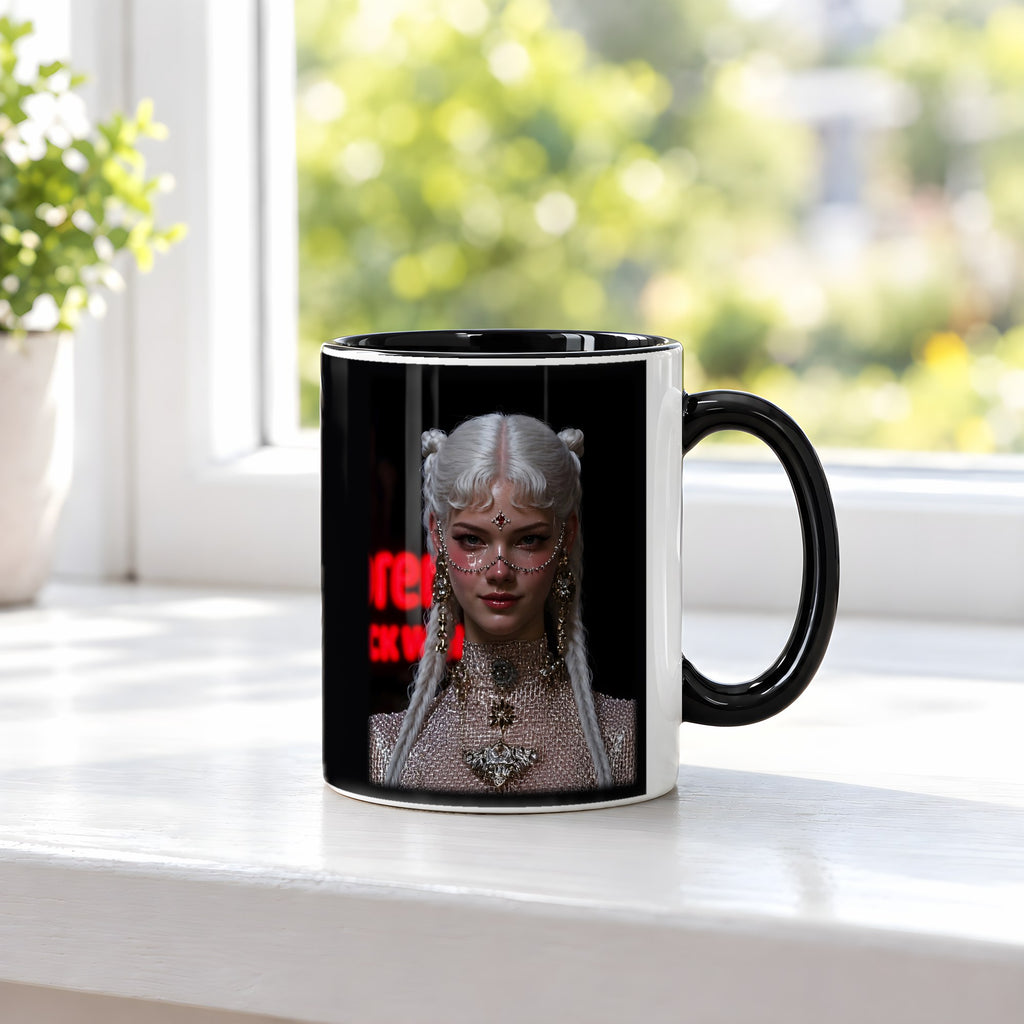 Blutrubin – Tasse innen schwarz, auf der Fensterbank