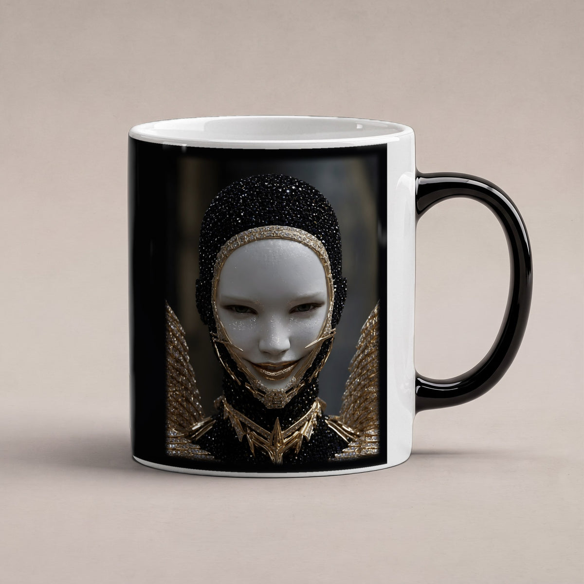 Obsidianengel – Black Edition Zaubertasse mit Motiv (heiß), freigestellt