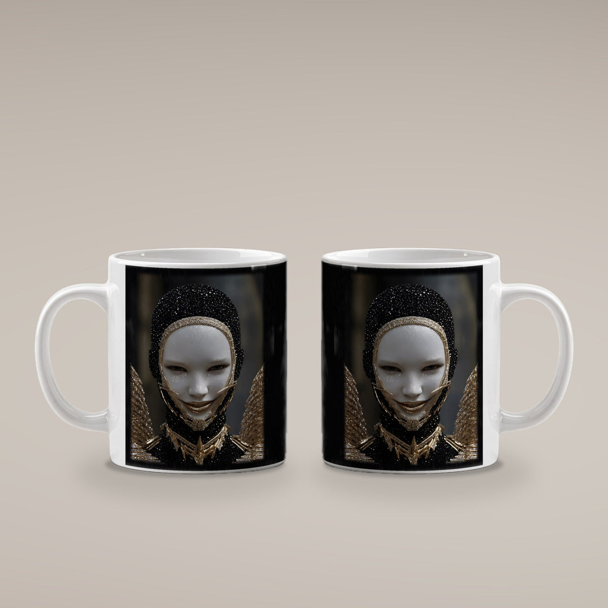 Obsidianengel – weiße Tasse, beide Seiten bedruckt