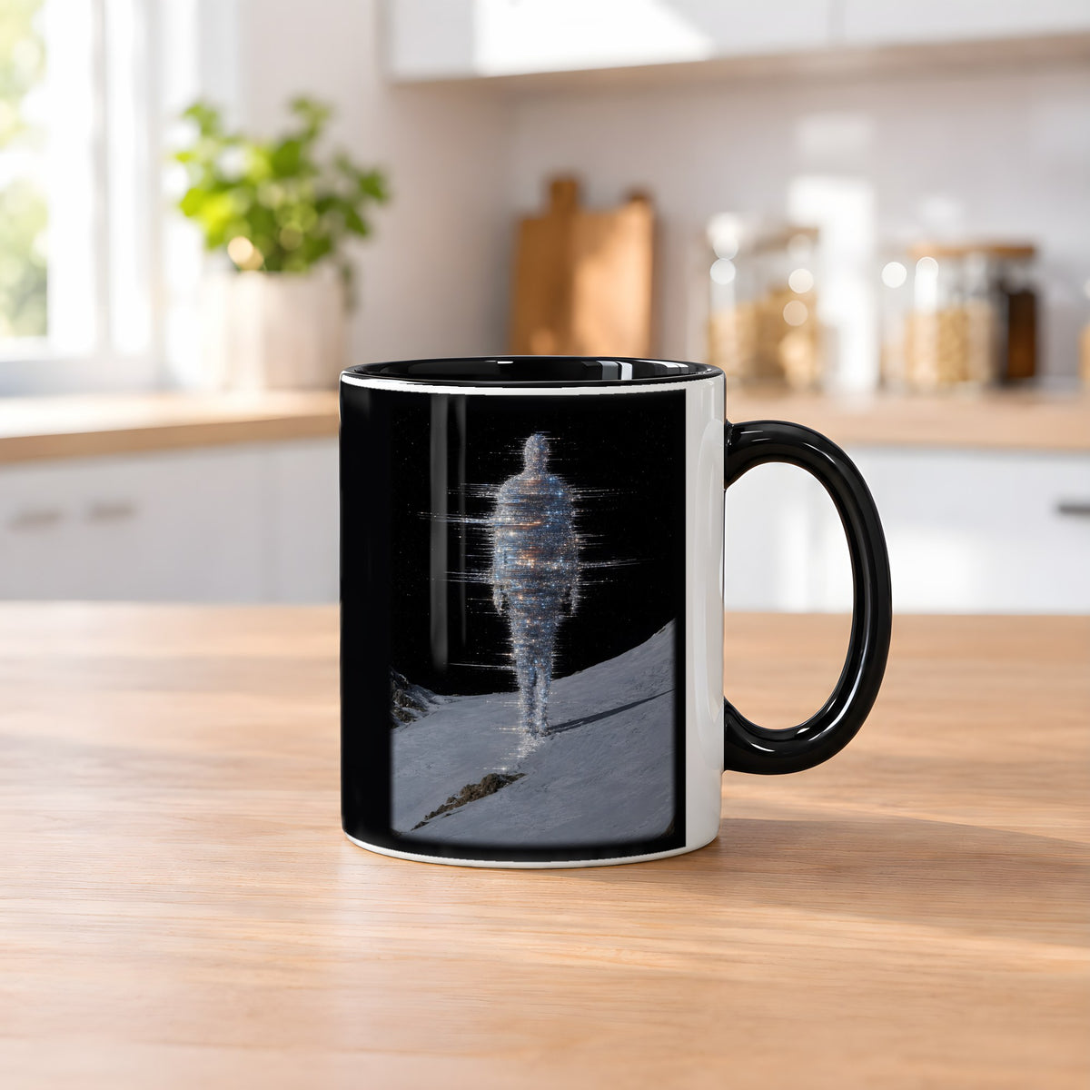 Frostgeist – Tasse innen schwarz, auf dem Küchentresen