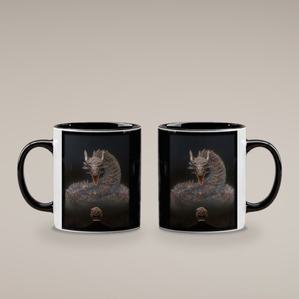 Der Silberdrache – Tasse innen schwarz, beide Seiten bedruckt