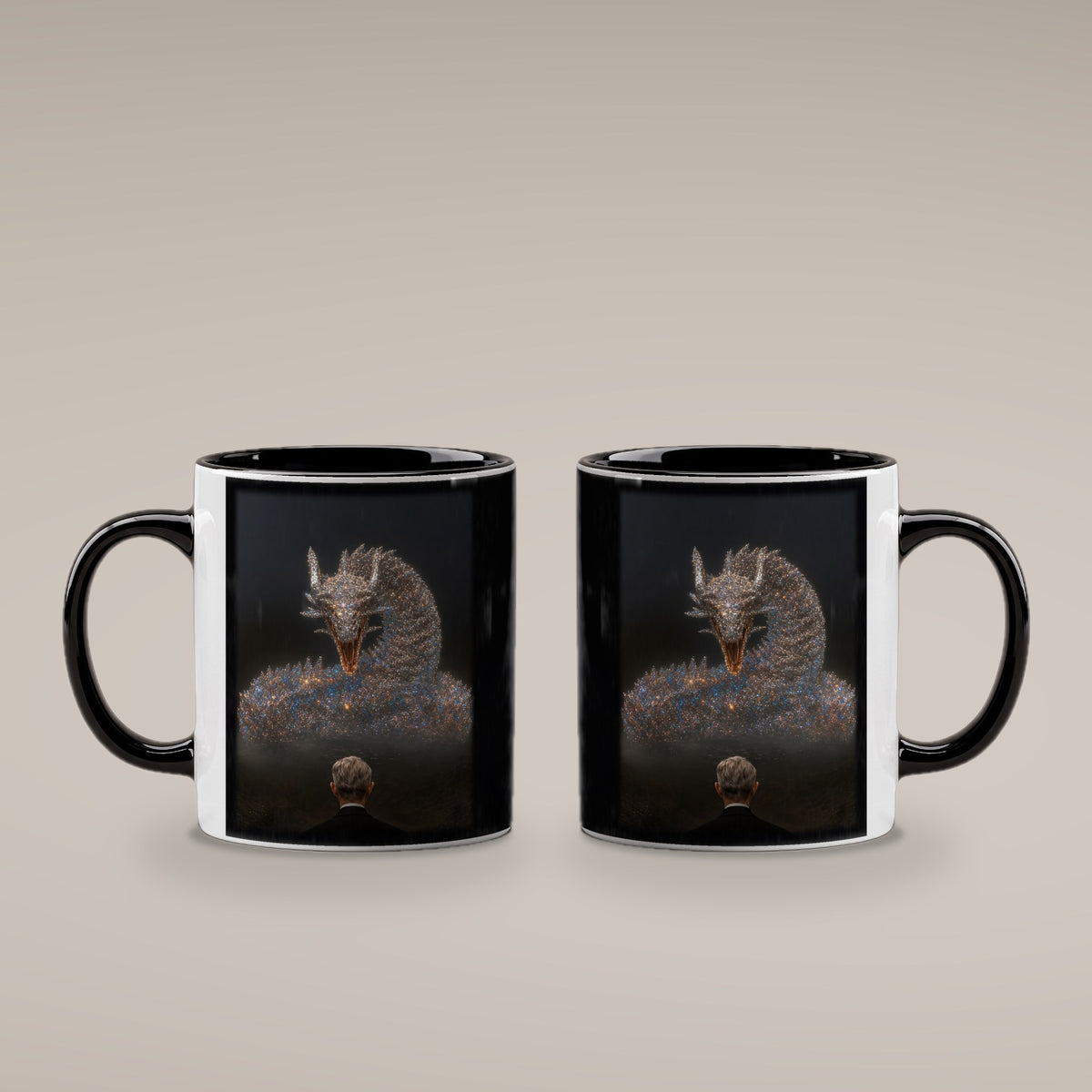 Der Silberdrache – Tasse innen schwarz, beide Seiten bedruckt