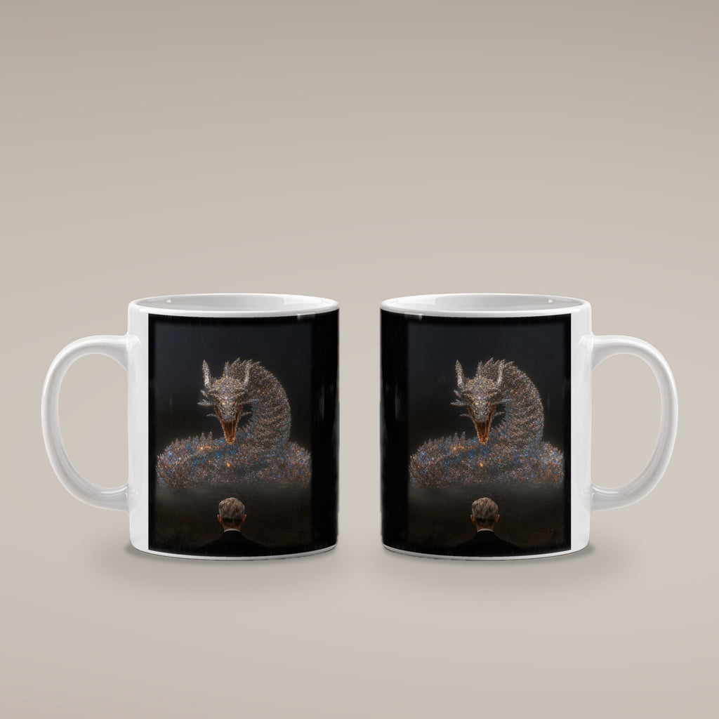 Der Silberdrache – weiße Tasse, beide Seiten bedruckt