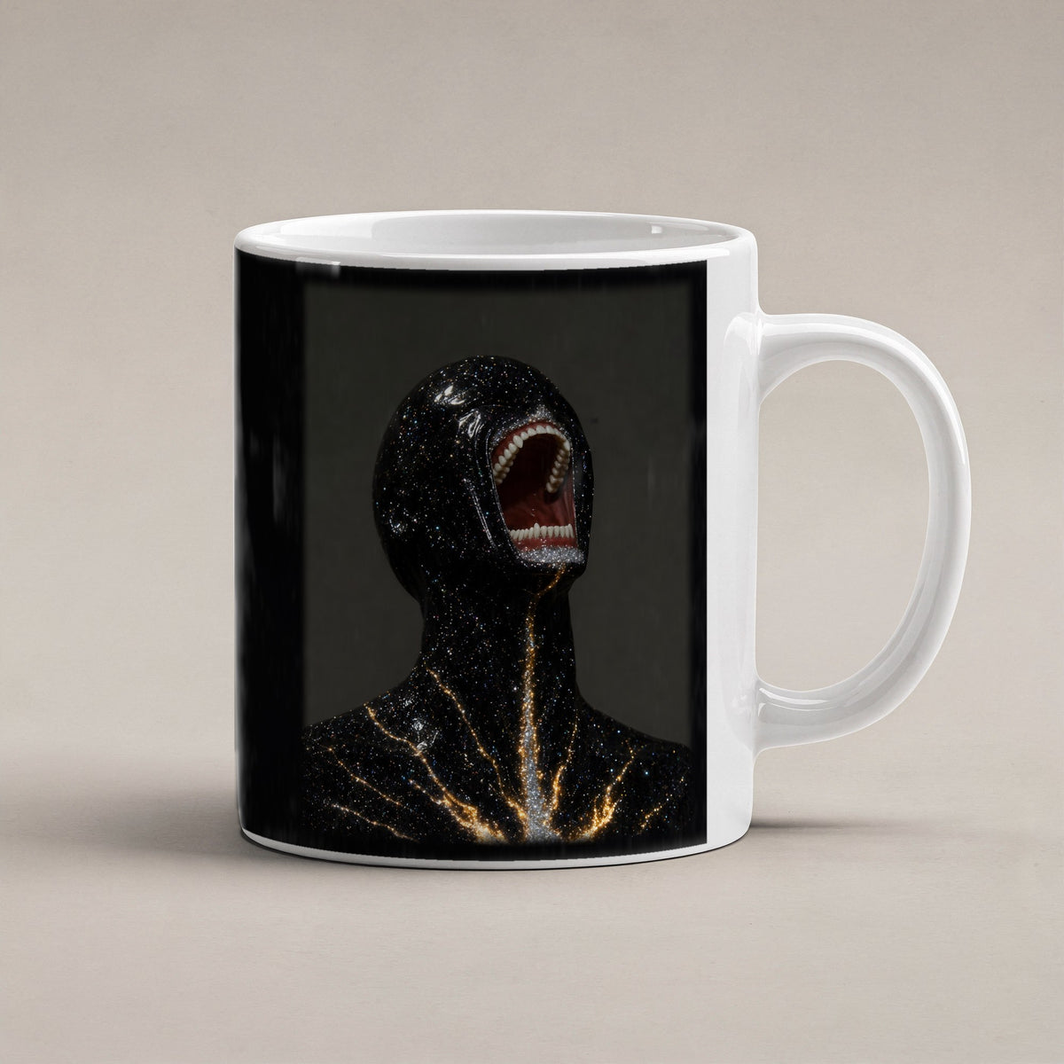 Sternenbruch – weiße Tasse, freigestellt