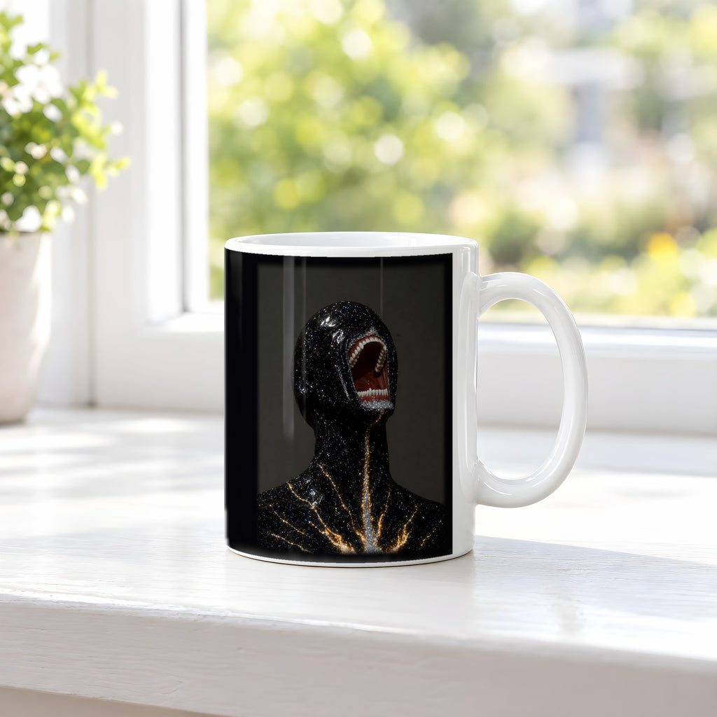 Sternenbruch – weiße Tasse, auf der Fensterbank