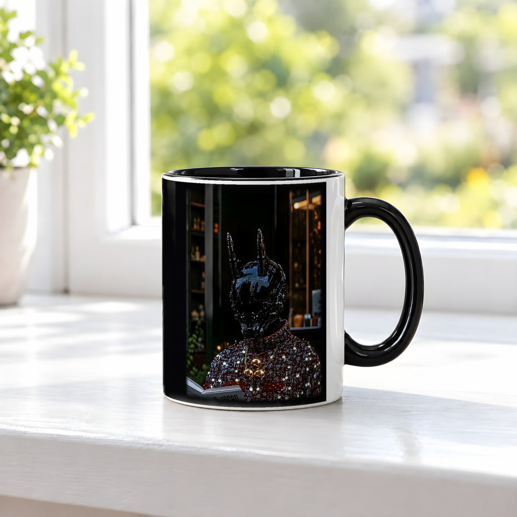 Der Alchemist – Tasse innen schwarz, auf der Fensterbank