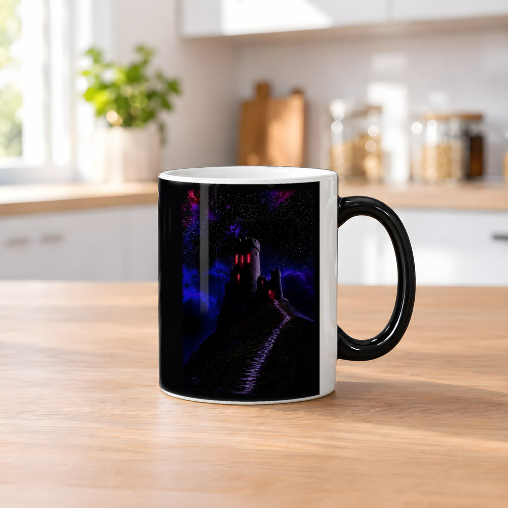 Schattenburg – Black Edition Zaubertasse mit Motiv (heiß), auf dem Küchentresen