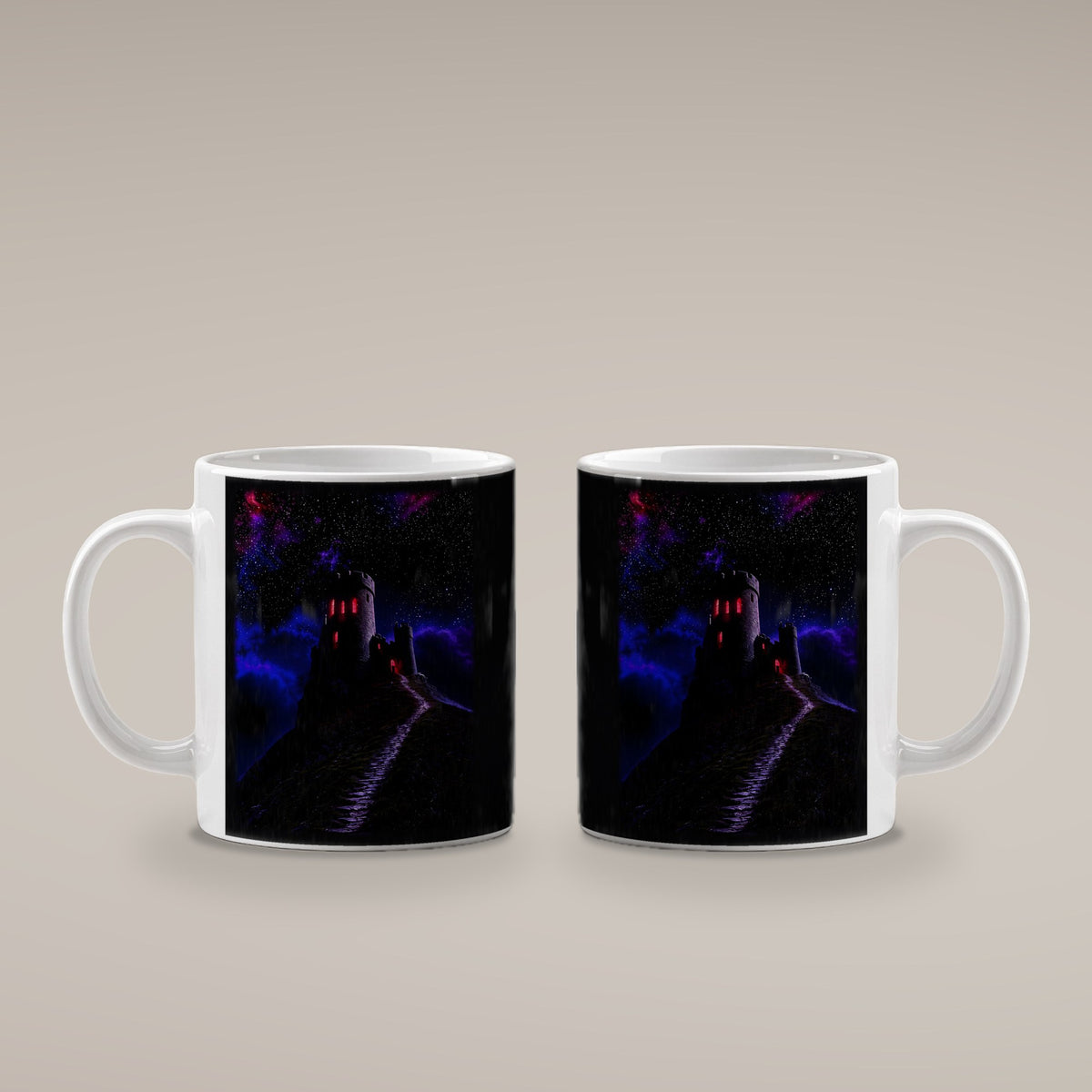 Schattenburg – weiße Tasse, beide Seiten bedruckt