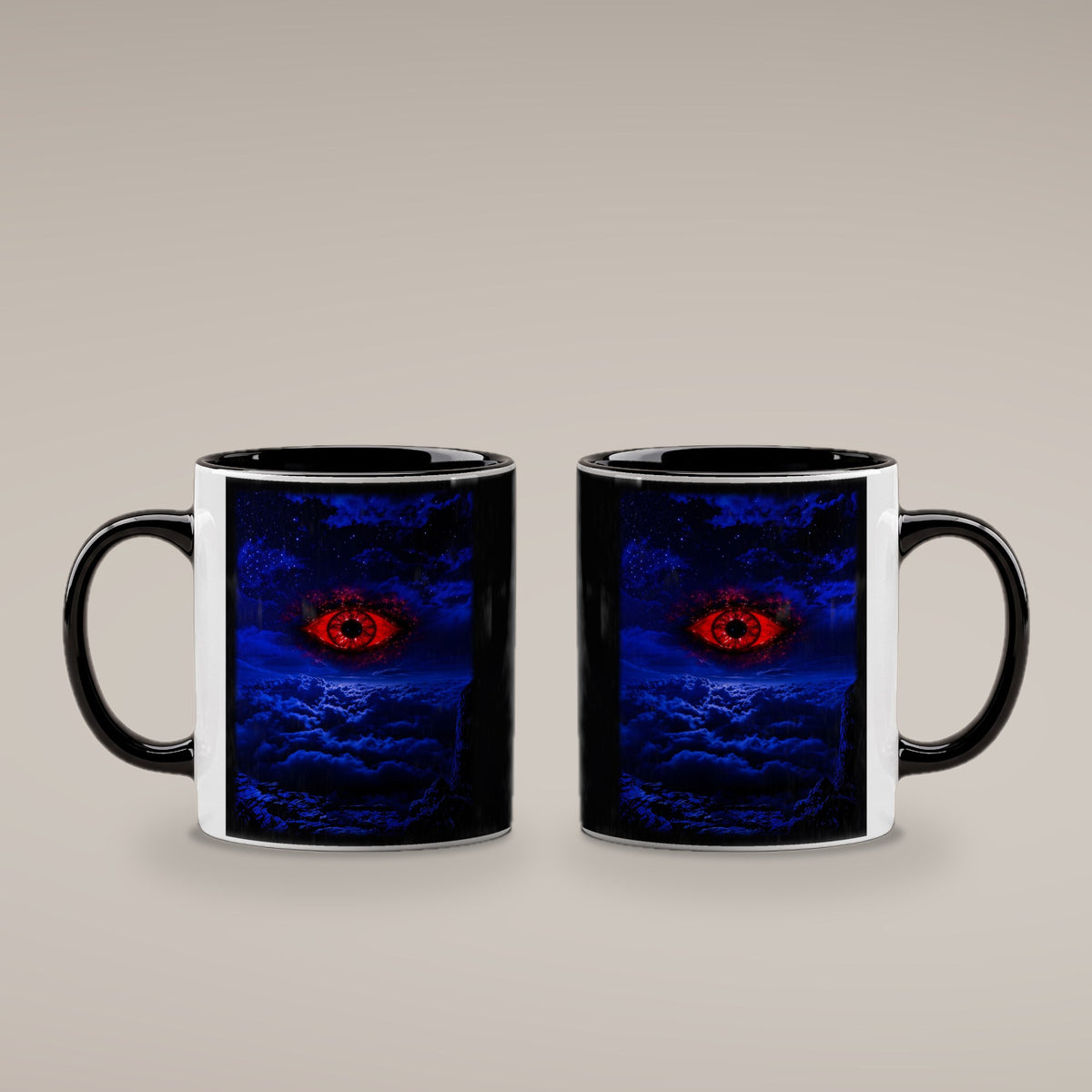 Das Auge im Sturm – Tasse innen schwarz, beide Seiten bedruckt
