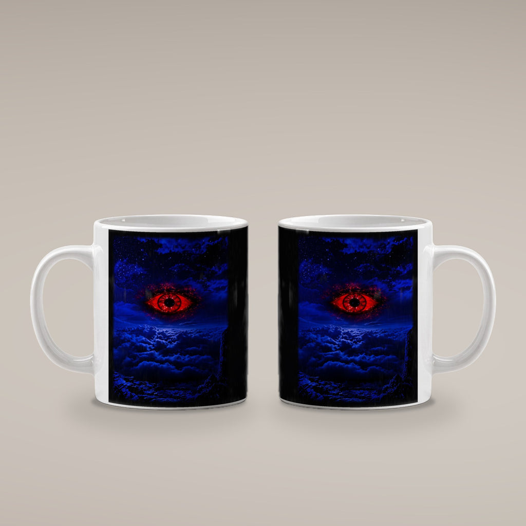 Das Auge im Sturm – weiße Tasse, beide Seiten bedruckt