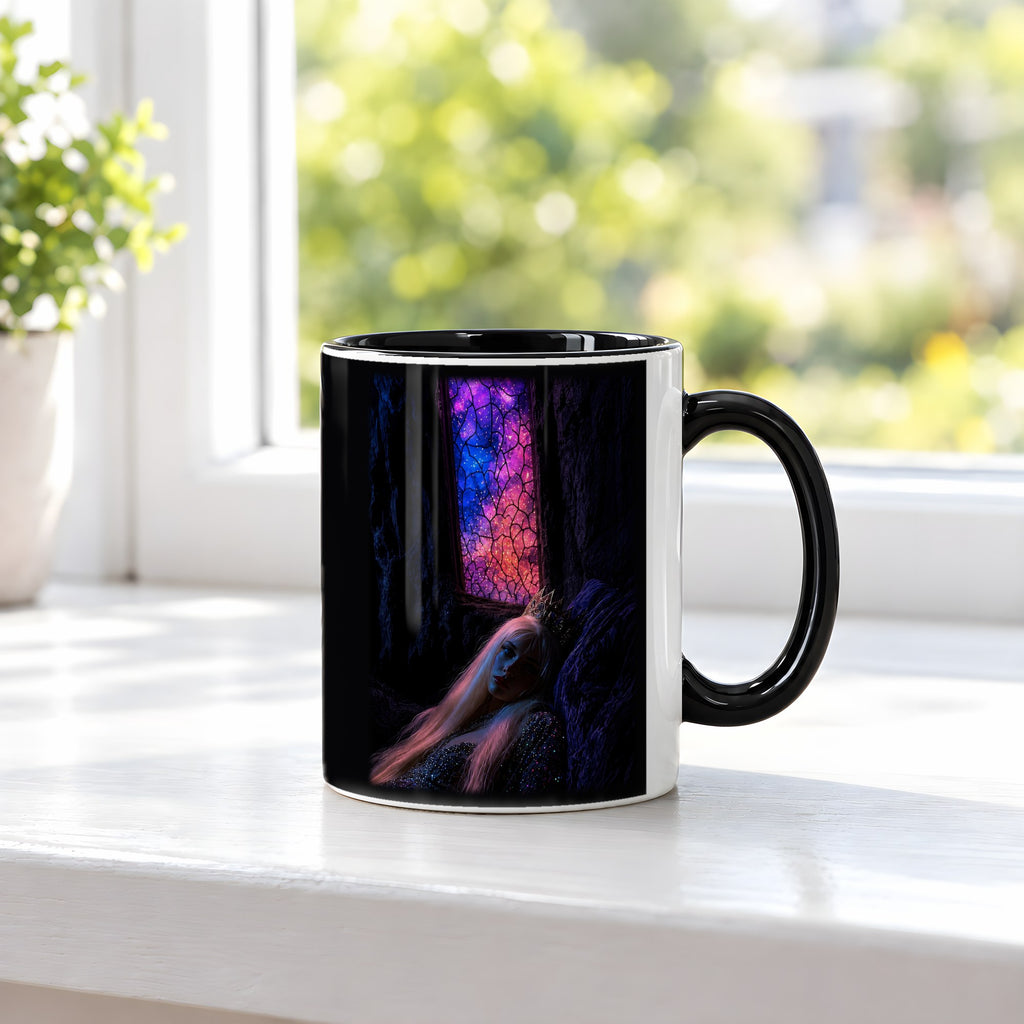 Die Kristallhöhle – Tasse innen schwarz, auf der Fensterbank
